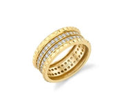 MICHAEL M 14K Yellow Gold Tetra Double Pavé Diamond Band